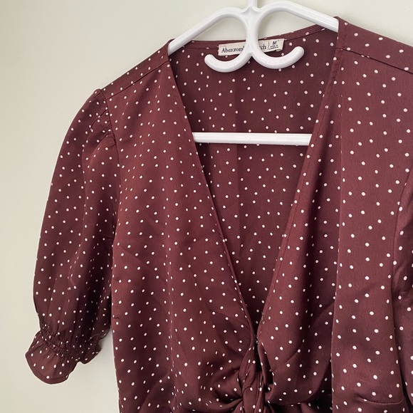 Abercrombie & Fitch Polka Dot Tie-Front Top - Picture 3 of 5